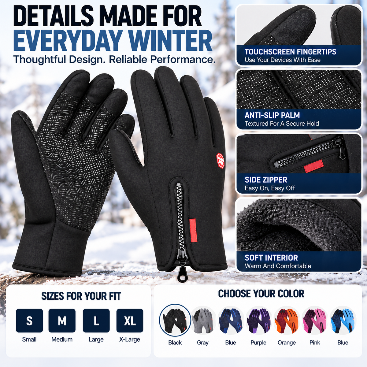 🧤 Warm Waterproof Touchscreen Gloves For Work & Outdoor Use