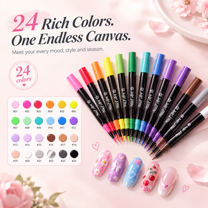 💅 LIMITED‑TIME 50% OFF! 💥 24 Colors Dual Ended Nail Art Pens Set – Creative, Salon‑Quality, Easy DIY ✨