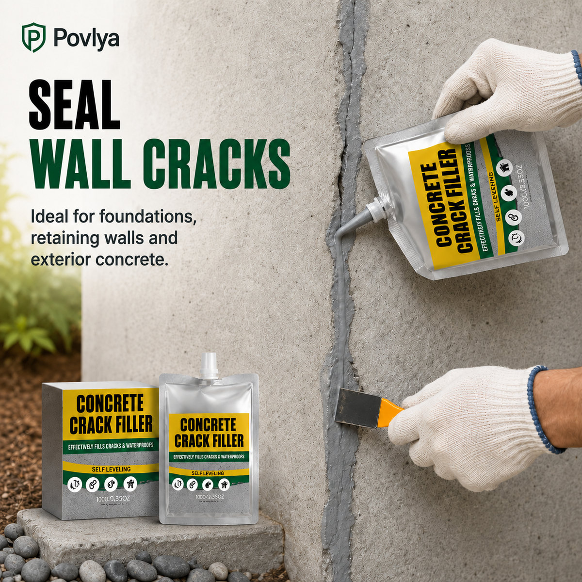 🏠 ✨LAST DAY 50% OFF ✨Waterproof Concrete Crack Filler for Indoor & Outdoor Use