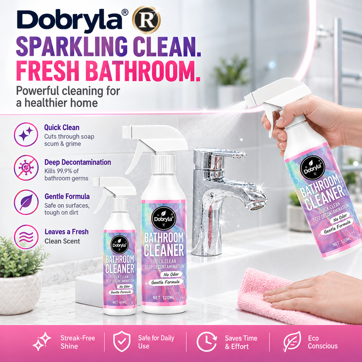 ⏳ FINAL 24 HOURS · 50% OFF🍄 Mold & Grime Gone Fast – Powerful Bathroom Cleaning Spray