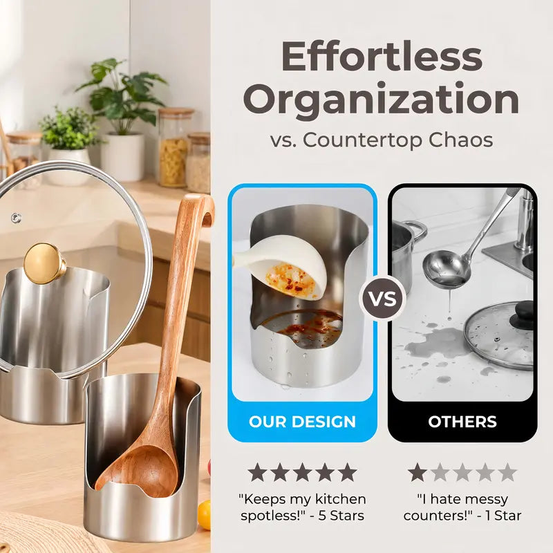 🔥Thickened Stainless Steel Utensil Organizer, Rust Resistant Easy to Clean