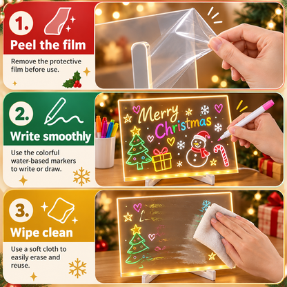 Dropavira® Creative Rewritable Acrylic LED Message Board 🎨 (set come with 7 Pens) upsell