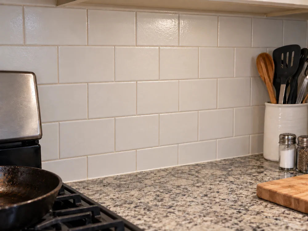 After cleaning backsplash tile and counter area