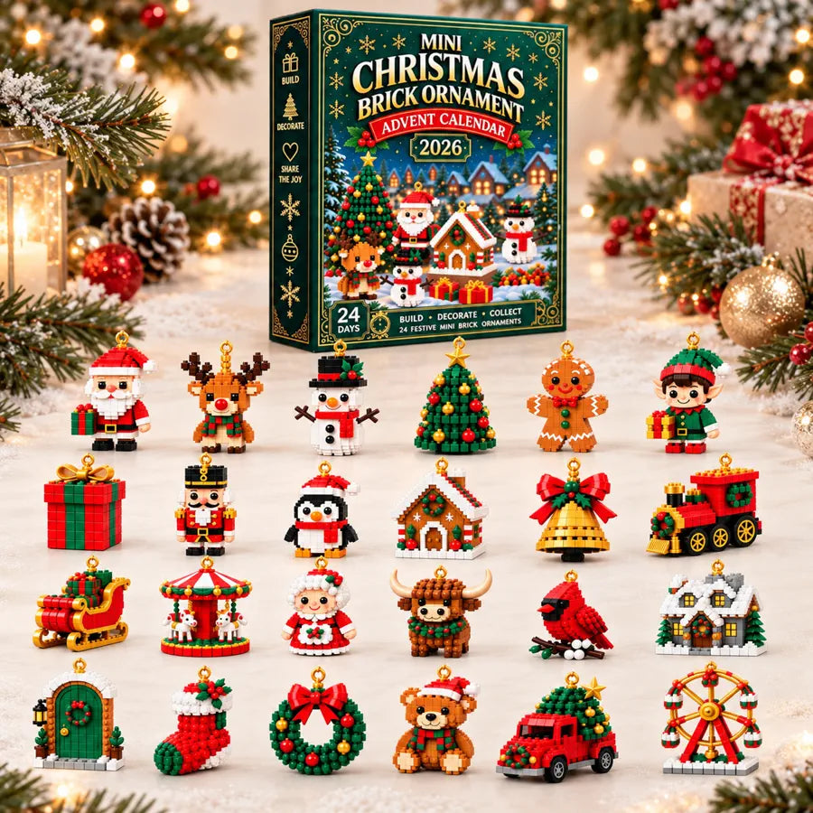 Mini Christmas brick ornament advent calendar with 24 festive builds