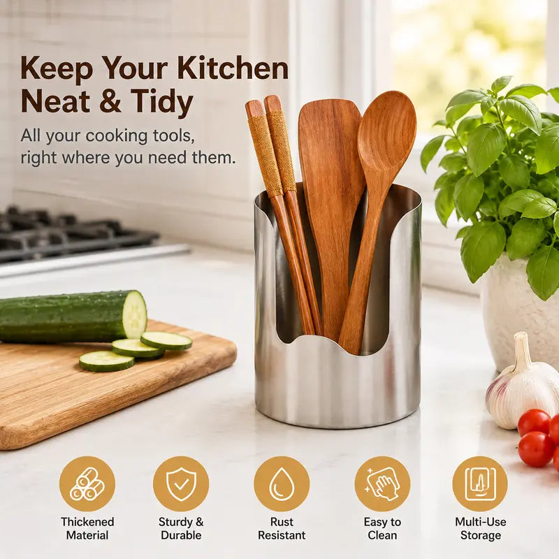 ✨LAST DAY 70% OFF ✨Thickened Stainless Steel Utensil Organizer, Rust Resistant Easy to Clean