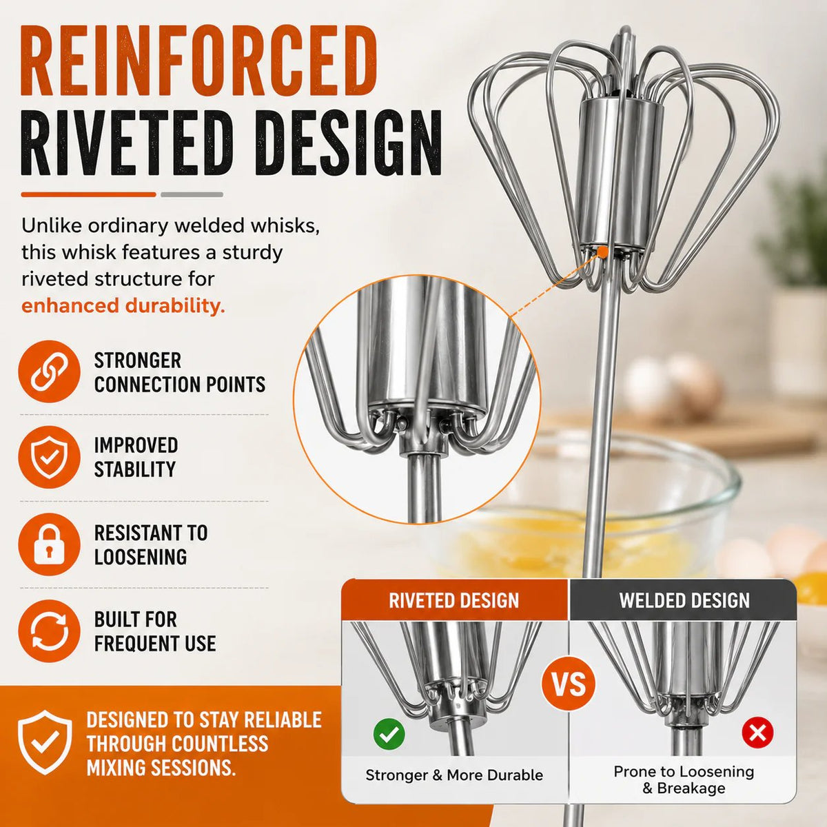 ⏳ FINAL 24 HOURS · 50% OFF🥄Stainless Steel Hand-Push Rotary Whisk – Mix Faster With Less Wrist Effort