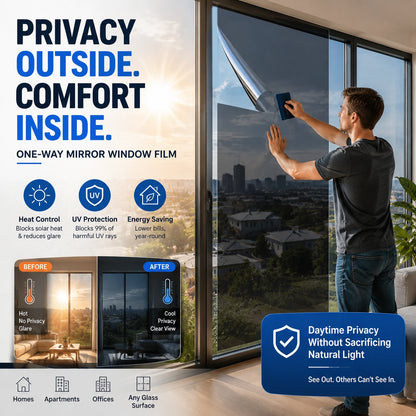 ⏳ FINAL 24 HOURS · 50% OFF✨One-Way Mirror Window Film – Heat Control & UV Protection