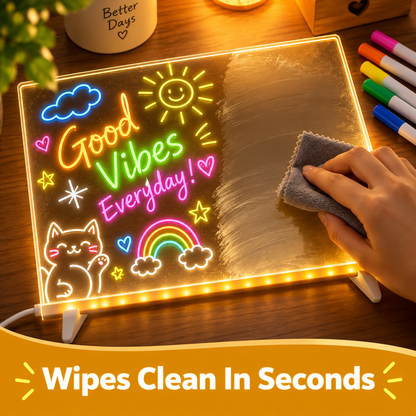 Dropavira® Creative Rewritable Acrylic LED Message Board 🎨 (set come with 7 Pens) upsell