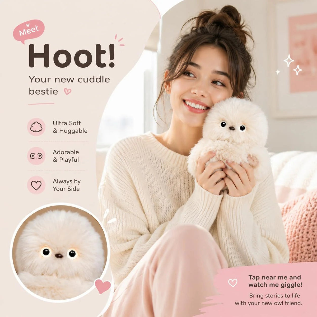 👀💕LAST DAY 50% OFF ✨Cute AI shy Emotional companionship robot doll bag charm plush toy👜-It can sing, turn its head, and learn to speak🤖