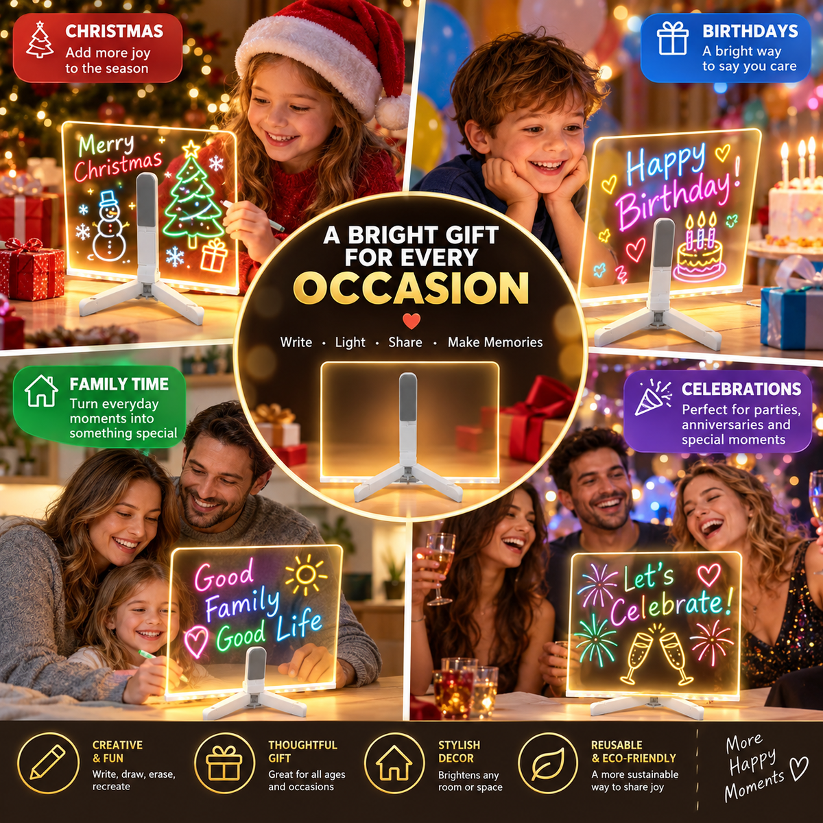 Dropavira® Creative Rewritable Acrylic LED Message Board 🎨 (set come with 7 Pens) upsell