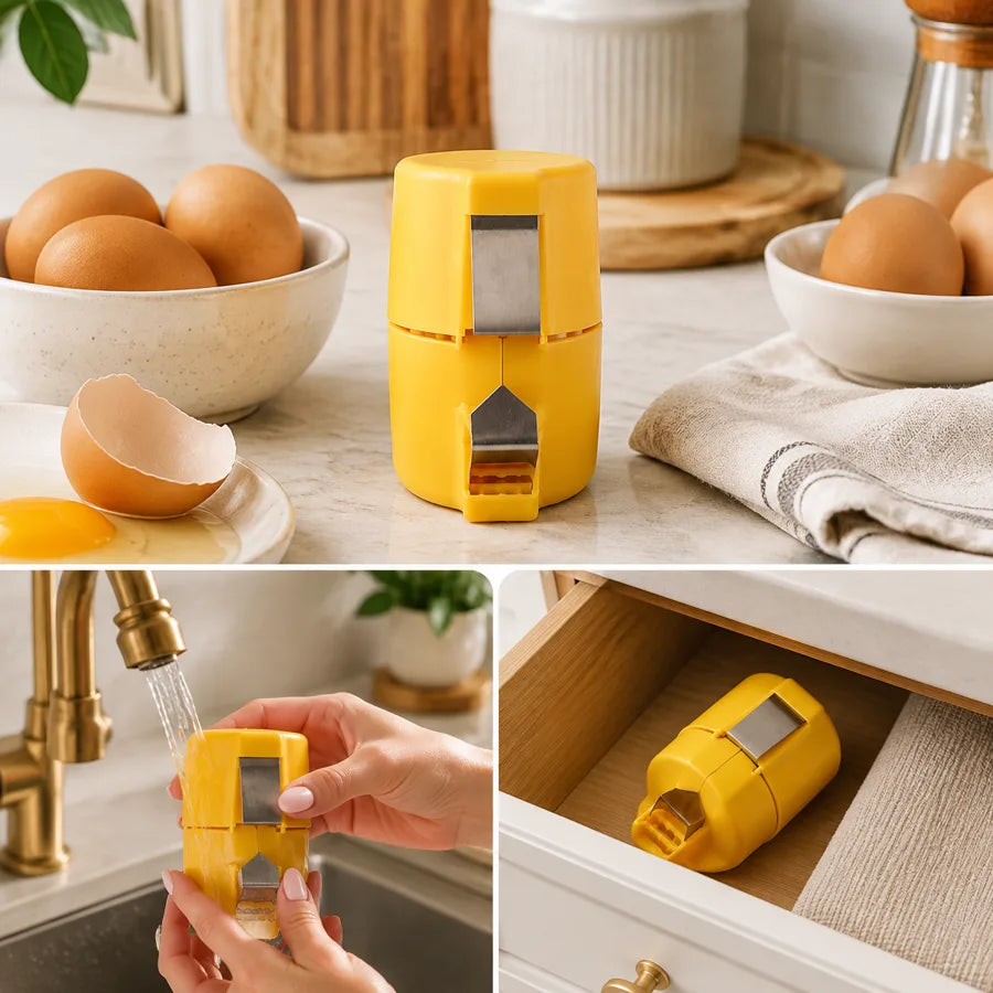 Quick Egg Cracker Tool kitchen use and cleanup