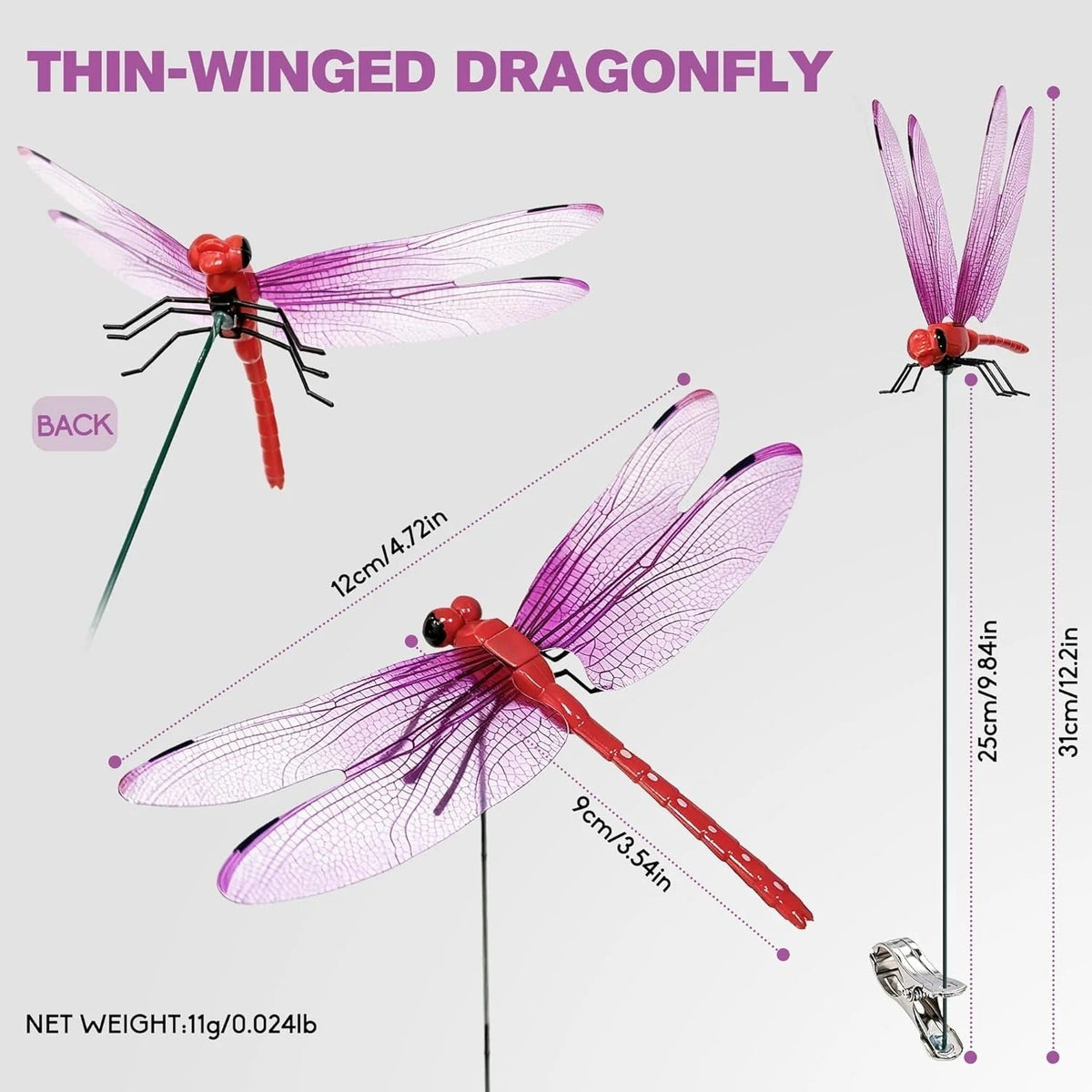 Dobryla®🔥💕LAST DAY 50% OFF ✨ Outdoor Fake Dragonfly Rod Clip, Garden Metal Dragonfly Clip
