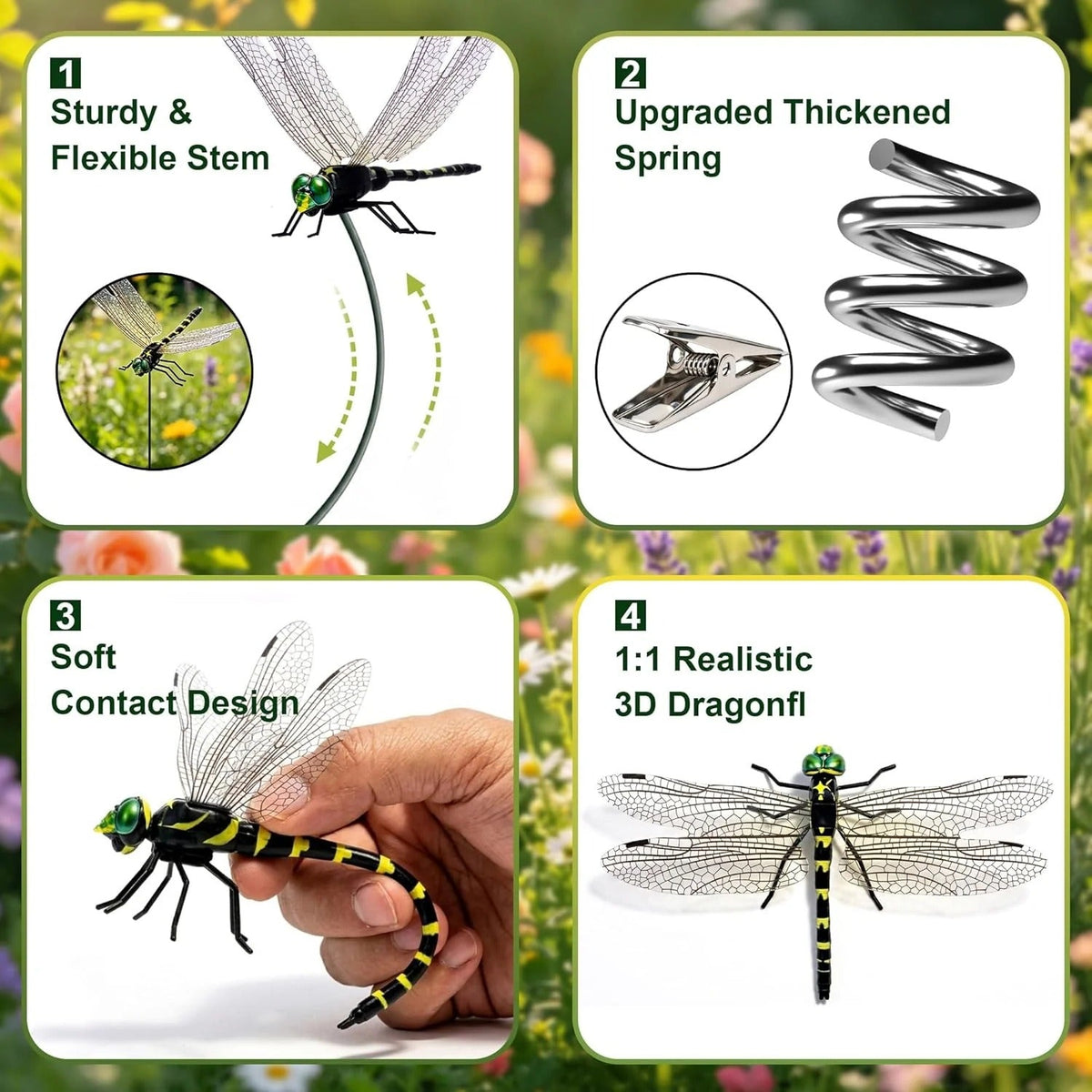 Dobryla®🔥💕LAST DAY 50% OFF ✨ Outdoor Fake Dragonfly Rod Clip, Garden Metal Dragonfly Clip