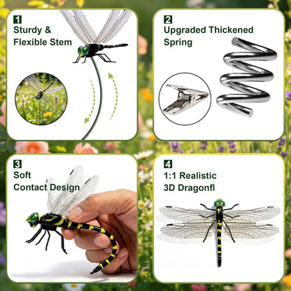 Dobryla®🔥💕LAST DAY 50% OFF ✨ Outdoor Fake Dragonfly Rod Clip, Garden Metal Dragonfly Clip