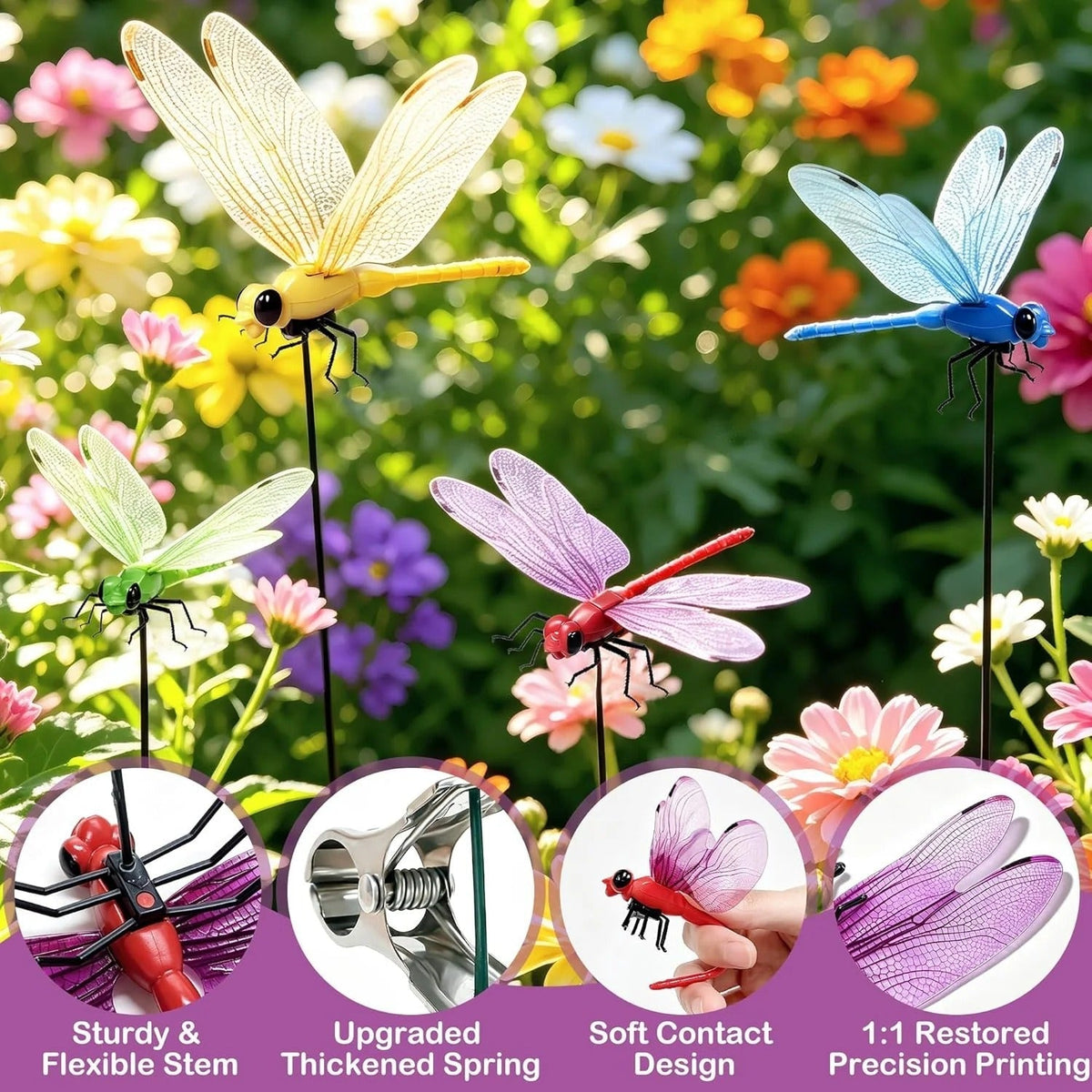 Dobryla®🔥💕LAST DAY 50% OFF ✨ Outdoor Fake Dragonfly Rod Clip, Garden Metal Dragonfly Clip