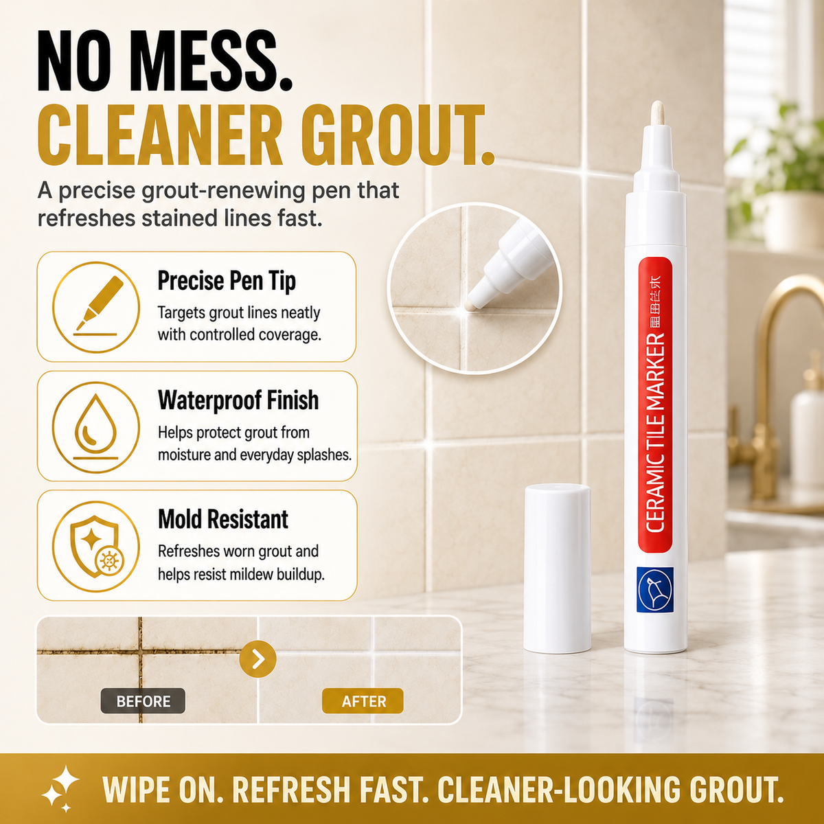 ✨Anti-mould and waterproof joint pen for ceramic tiles