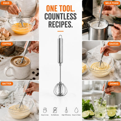 ⏳ FINAL 24 HOURS · 50% OFF🥄Stainless Steel Hand-Push Rotary Whisk – Mix Faster With Less Wrist Effort