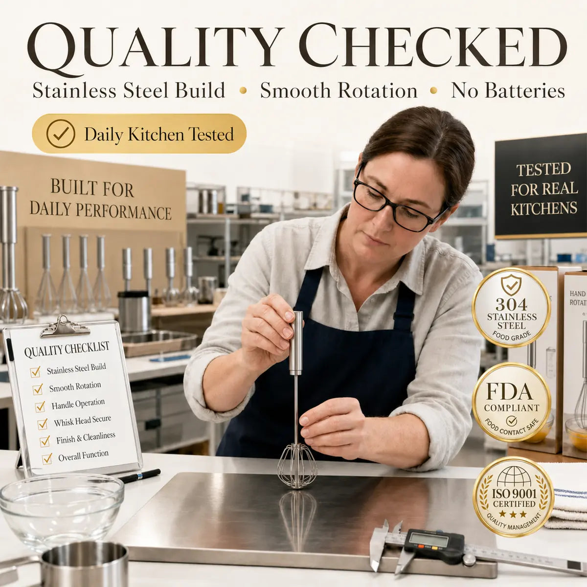 Quality checked stainless steel rotary whisk