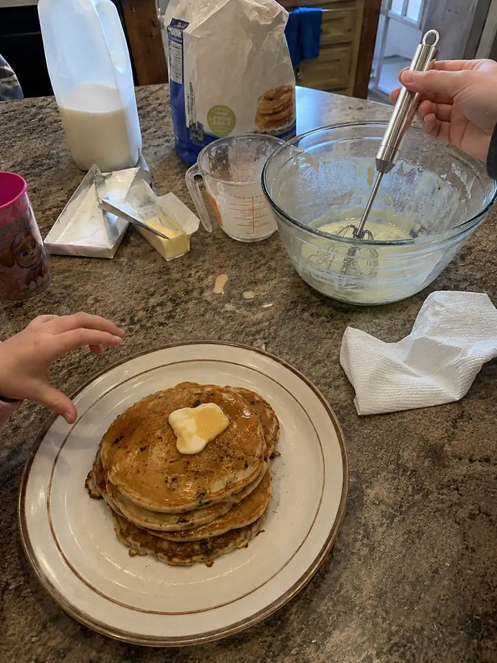Pancake breakfast made with rotary whisk