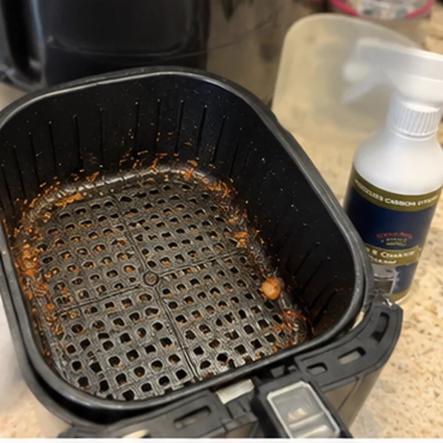 Customer photo of clean outdoor grill grates beside cleaner bottle