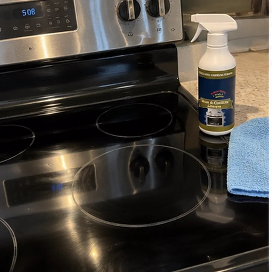 Customer photo of cleaner bottles stored under kitchen sink