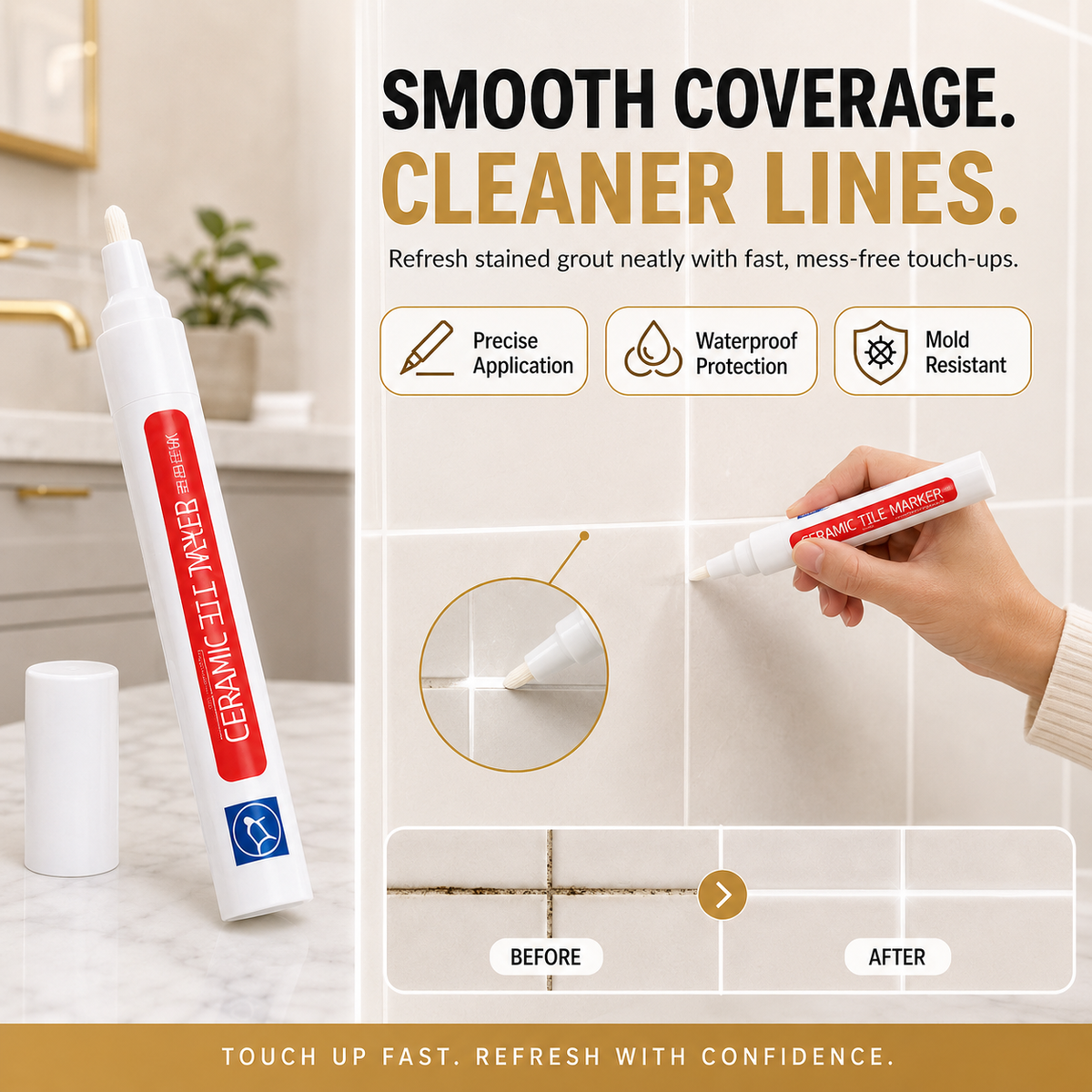 ✨Anti-mould and waterproof joint pen for ceramic tiles