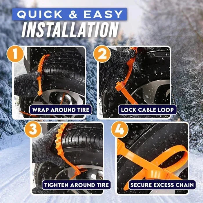 🚗 Universal Nylon Tire Chains for Snow & Ice Traction