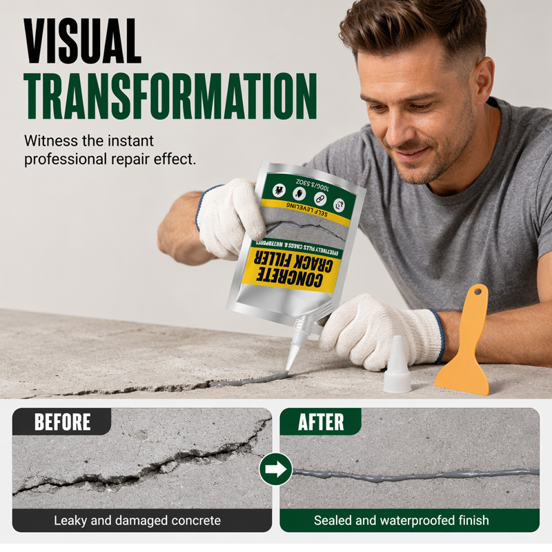 🏠 ✨LAST DAY 50% OFF ✨Waterproof Concrete Crack Filler for Indoor & Outdoor Use