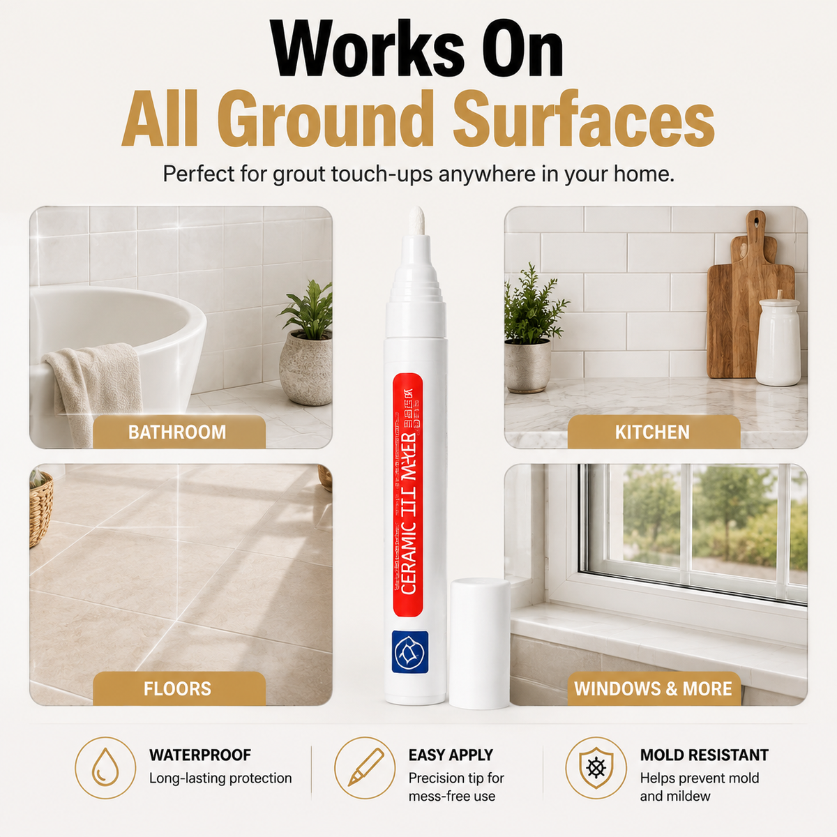 ✨Anti-mould and waterproof joint pen for ceramic tiles