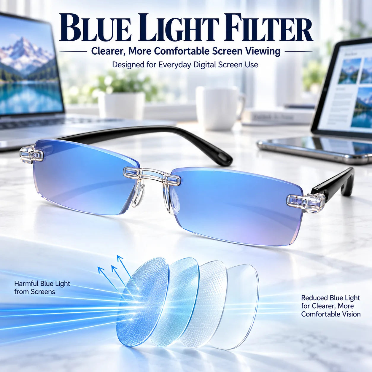 Blue light filter glasses for a more comfortable screen experience